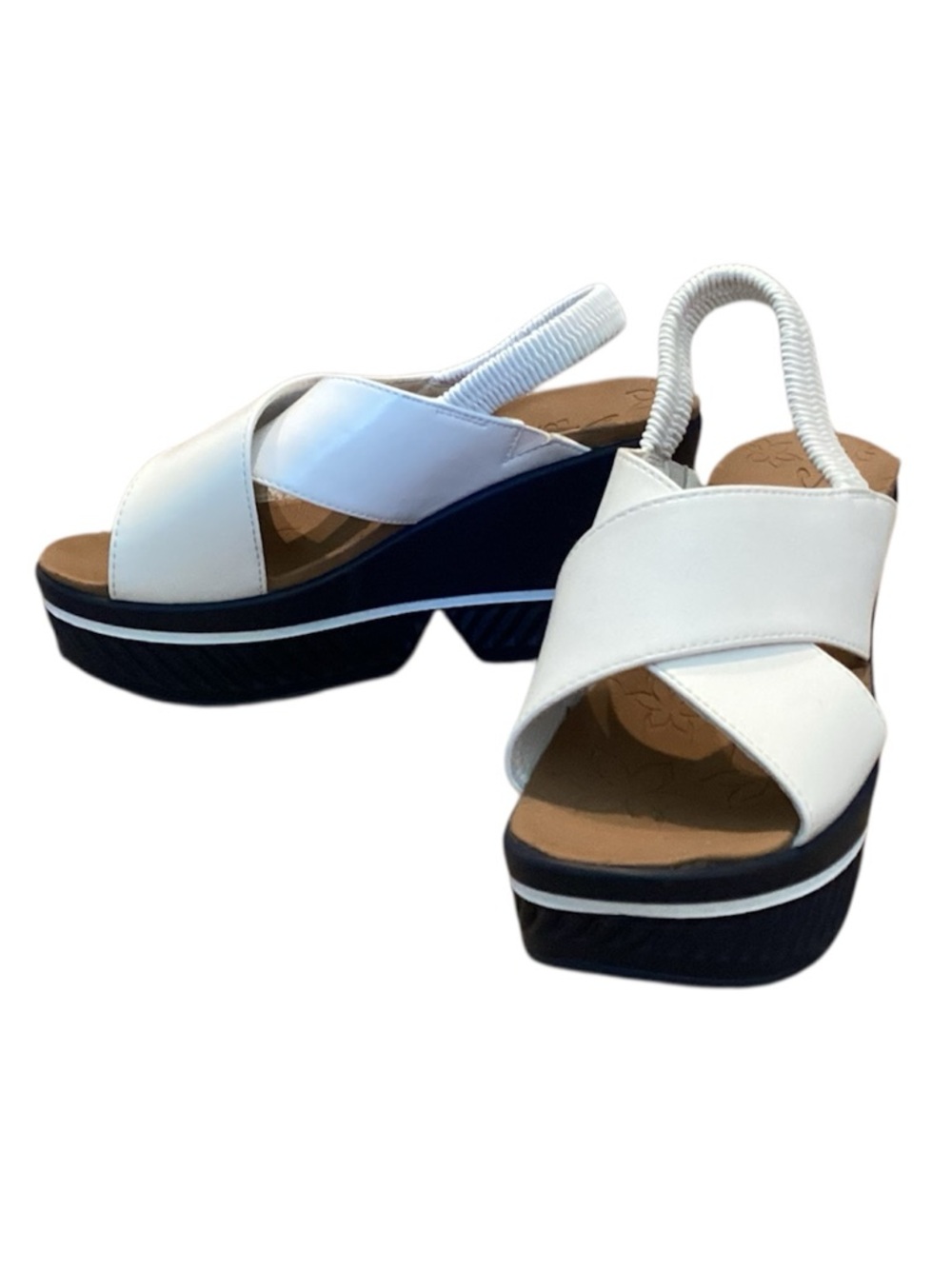 Skechers White Crisscross Platform Slingback Sandals